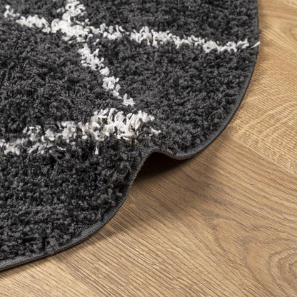 Vloerkleed Shaggy Hoogpolig Modern Zwart En Crème
