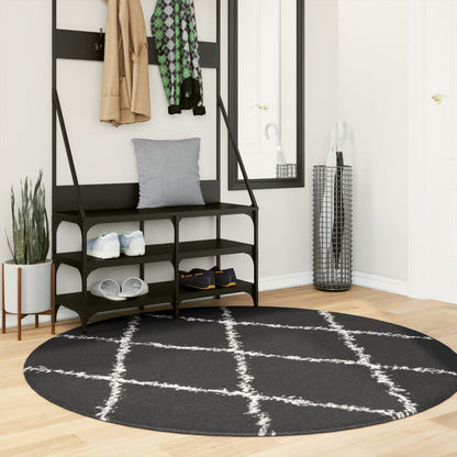Vloerkleed Shaggy Hoogpolig Modern Zwart En Crème