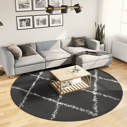 Vloerkleed Shaggy Hoogpolig Modern Zwart En Crème