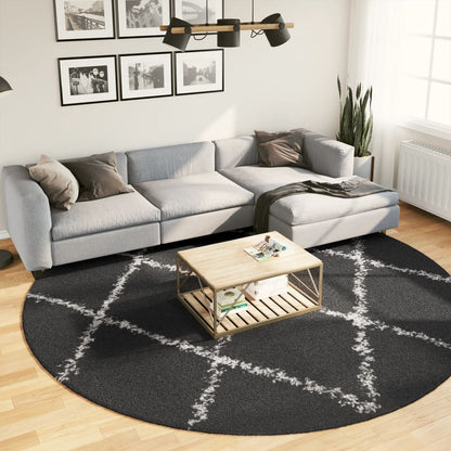 Vloerkleed Shaggy Hoogpolig Modern Zwart En Crème