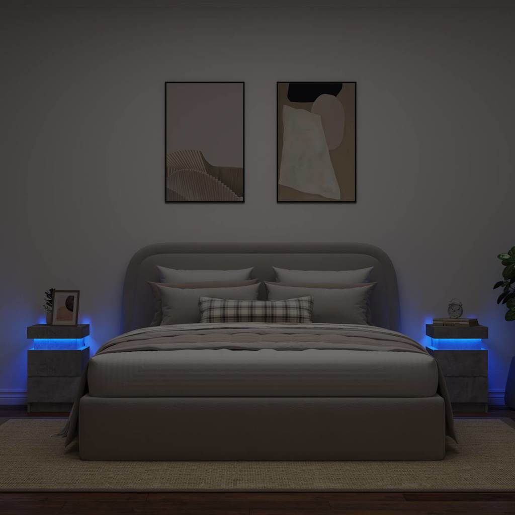 Nachtkastjes Met Led-Verlichting 35X39X55 Cm
