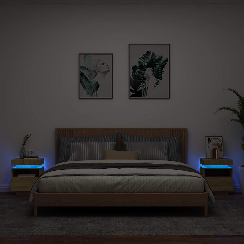 Nachtkastjes Met Led 40X39X48,5 Cm Kleurig