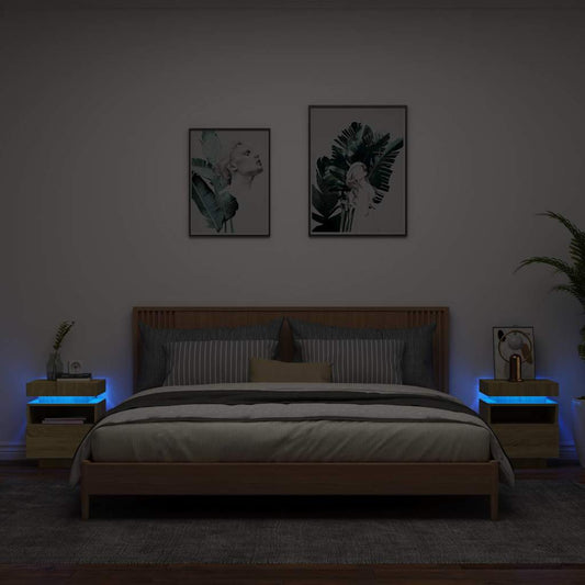 Nachtkastjes Met Led 40X39X48,5 Cm Kleurig