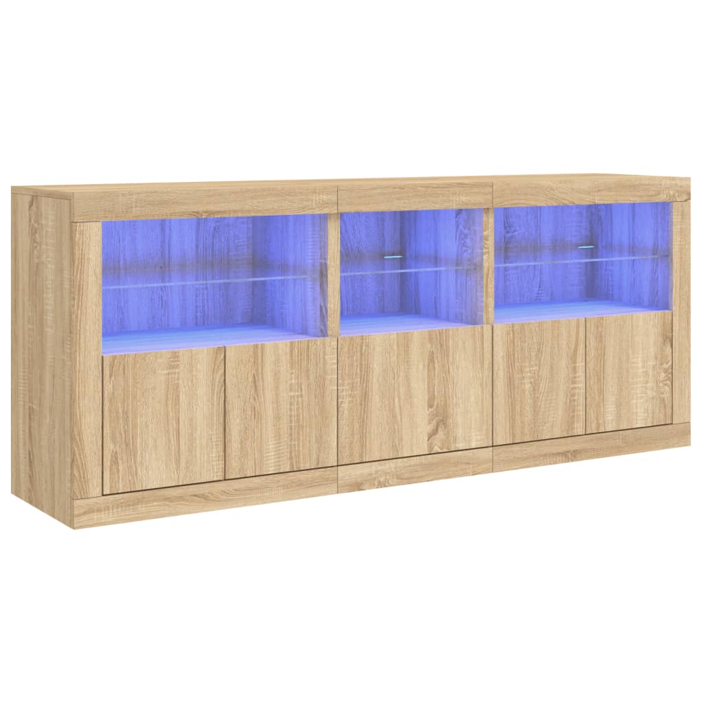 Dressoir Met Led-Verlichting 162X37X67 Cm Kleurig