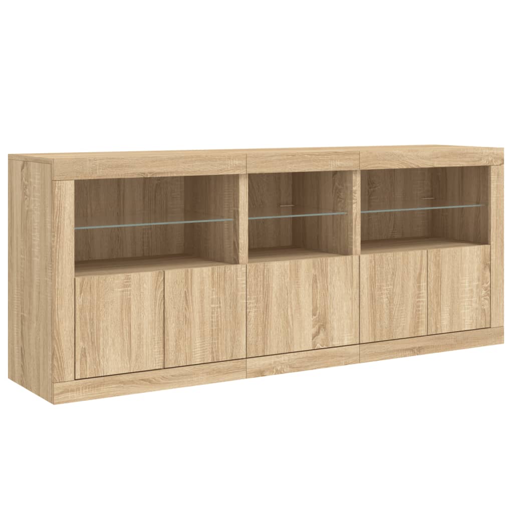 Dressoir Met Led-Verlichting 162X37X67 Cm Kleurig