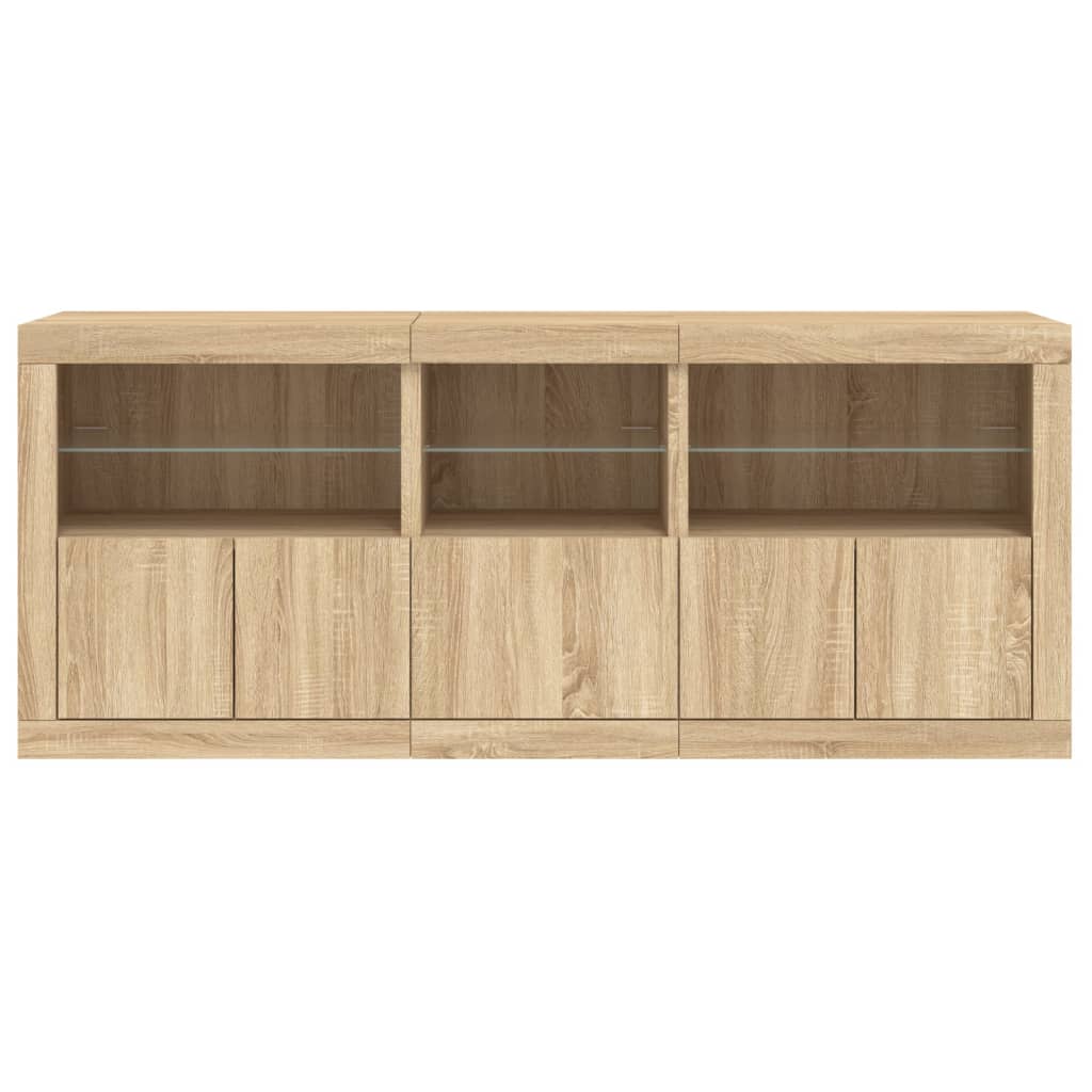 Dressoir Met Led-Verlichting 162X37X67 Cm Kleurig