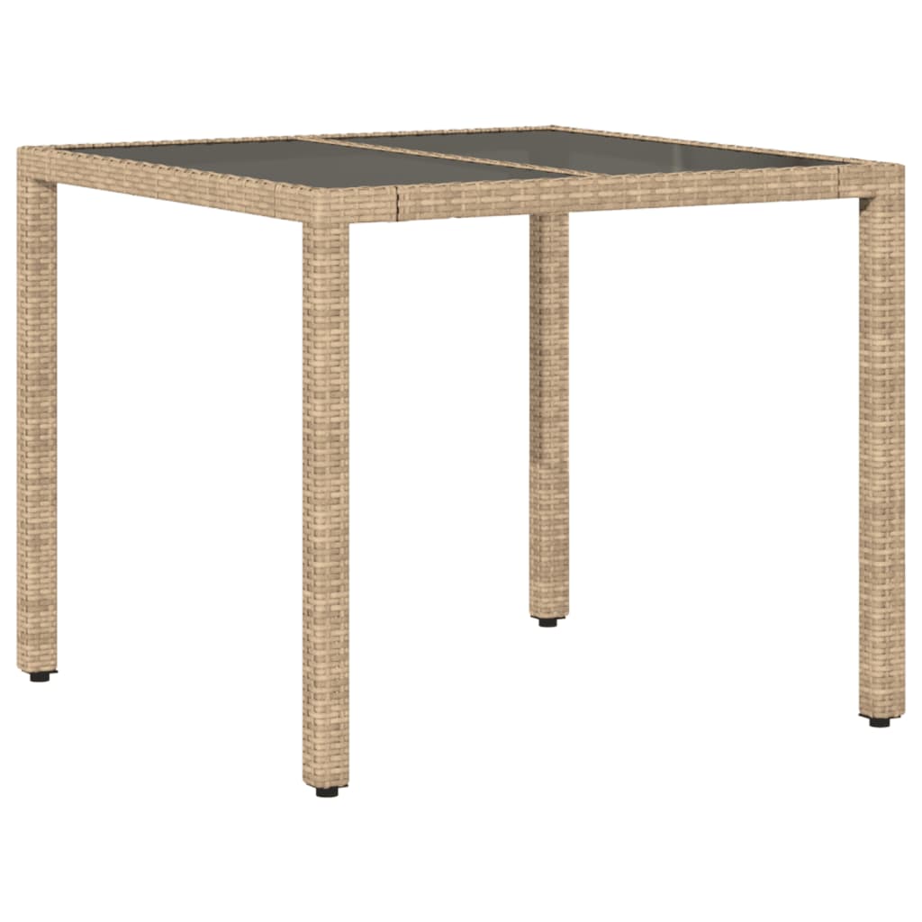 Tuintafel Met Glazen Blad 90X90X75 Cm Poly Rattan