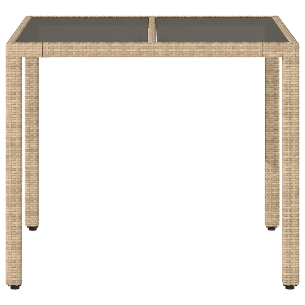 Tuintafel Met Glazen Blad 90X90X75 Cm Poly Rattan