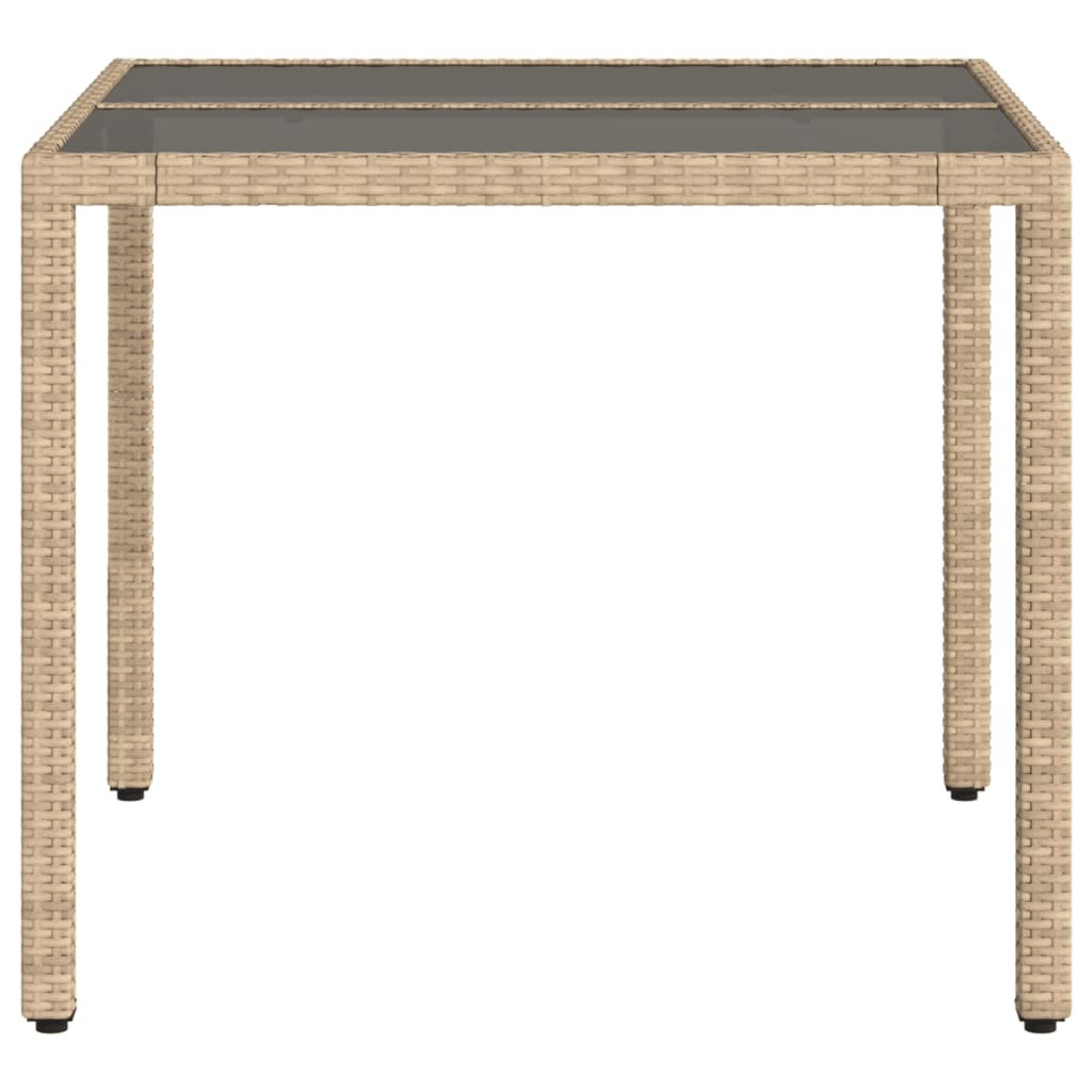 Tuintafel Met Glazen Blad 90X90X75 Cm Poly Rattan