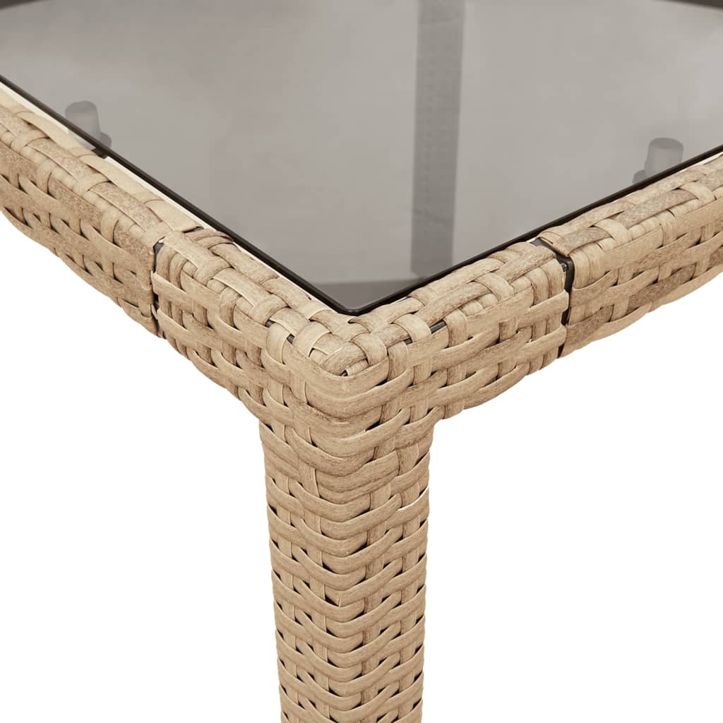 Tuintafel Met Glazen Blad 90X90X75 Cm Poly Rattan