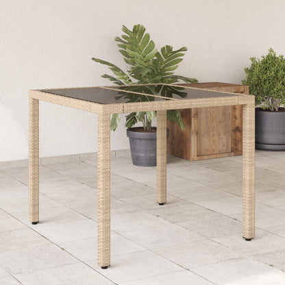 Tuintafel Met Glazen Blad 90X90X75 Cm Poly Rattan