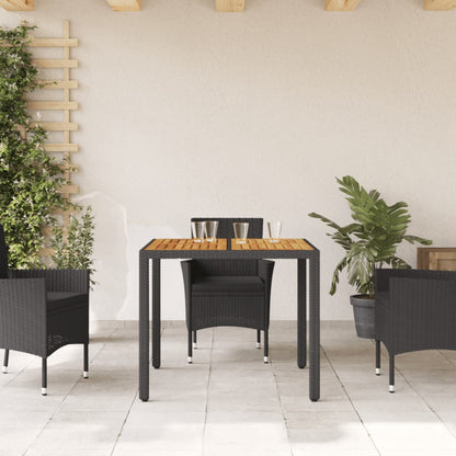 Tuintafel Met Acaciahouten Blad Poly Rattan