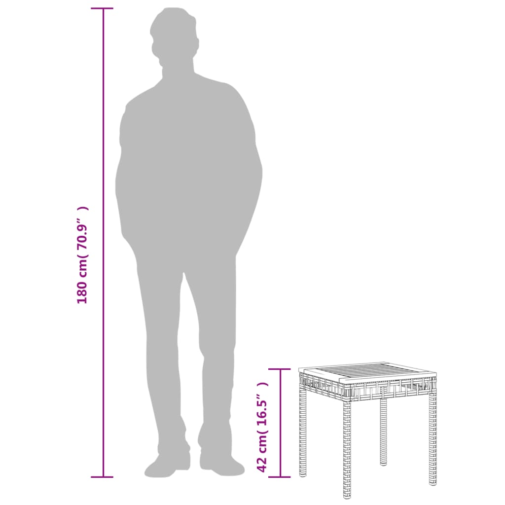 Tuintafel 38X38X42 Cm Poly Rattan En Acaciahout