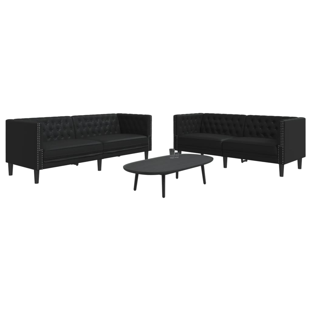 2-Delige Loungeset Chesterfield-Stijl Kunstleer