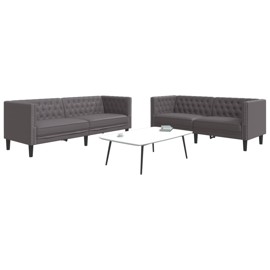 2-Delige Loungeset Chesterfield-Stijl Kunstleer
