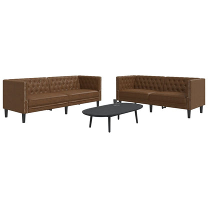 2-Delige Loungeset Chesterfield-Stijl Kunstleer