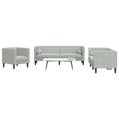 3-Delige Loungeset Chesterfield Met Bolsters Fluweel Kleur