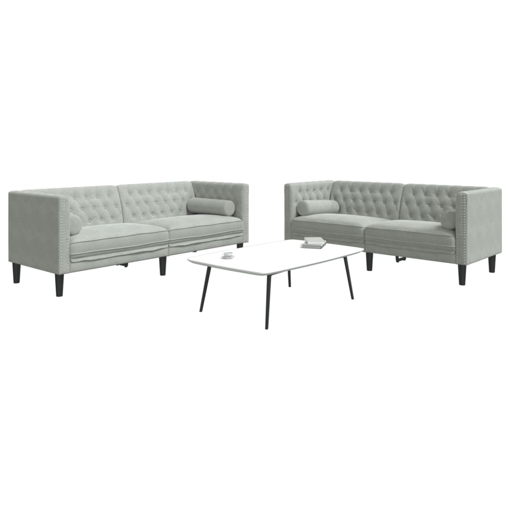 2-Delige Loungeset Chesterfield Met Bolsters Fluweel