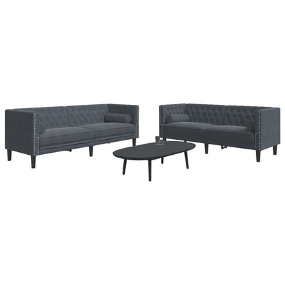 2-Delige Loungeset Chesterfield Met Bolsters Fluweel