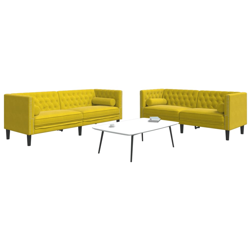 2-Delige Loungeset Chesterfield Met Bolsters Fluweel