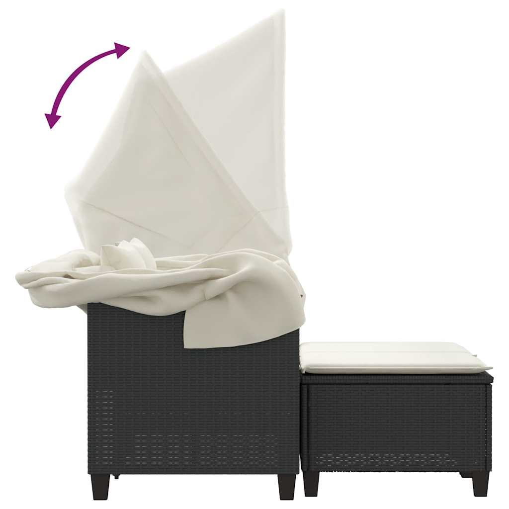 Tuinbank 2-Zits En Voetenbanken Poly Rattan