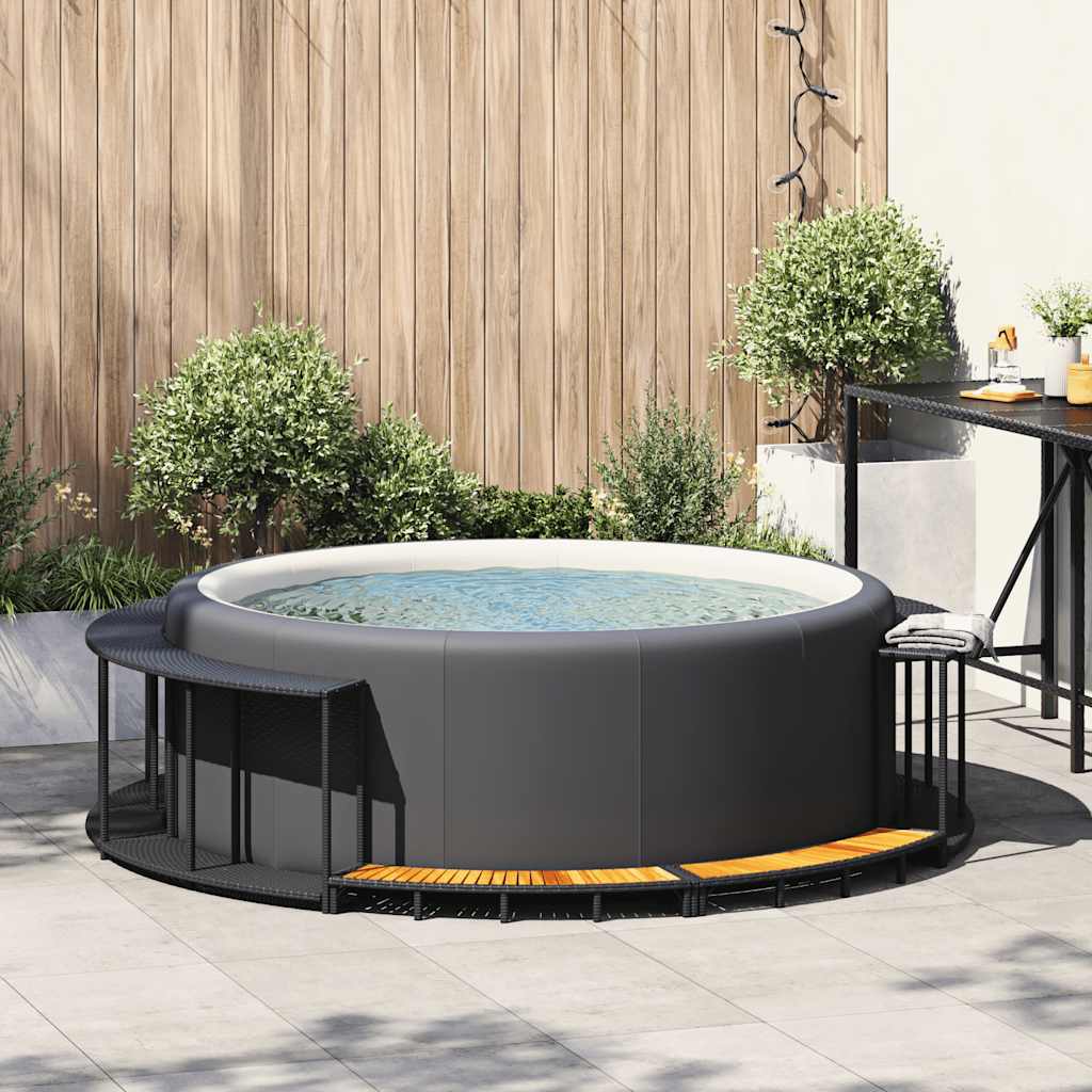 Hottub Surround Opbergruimte Houten Opstapje Poly Rattan