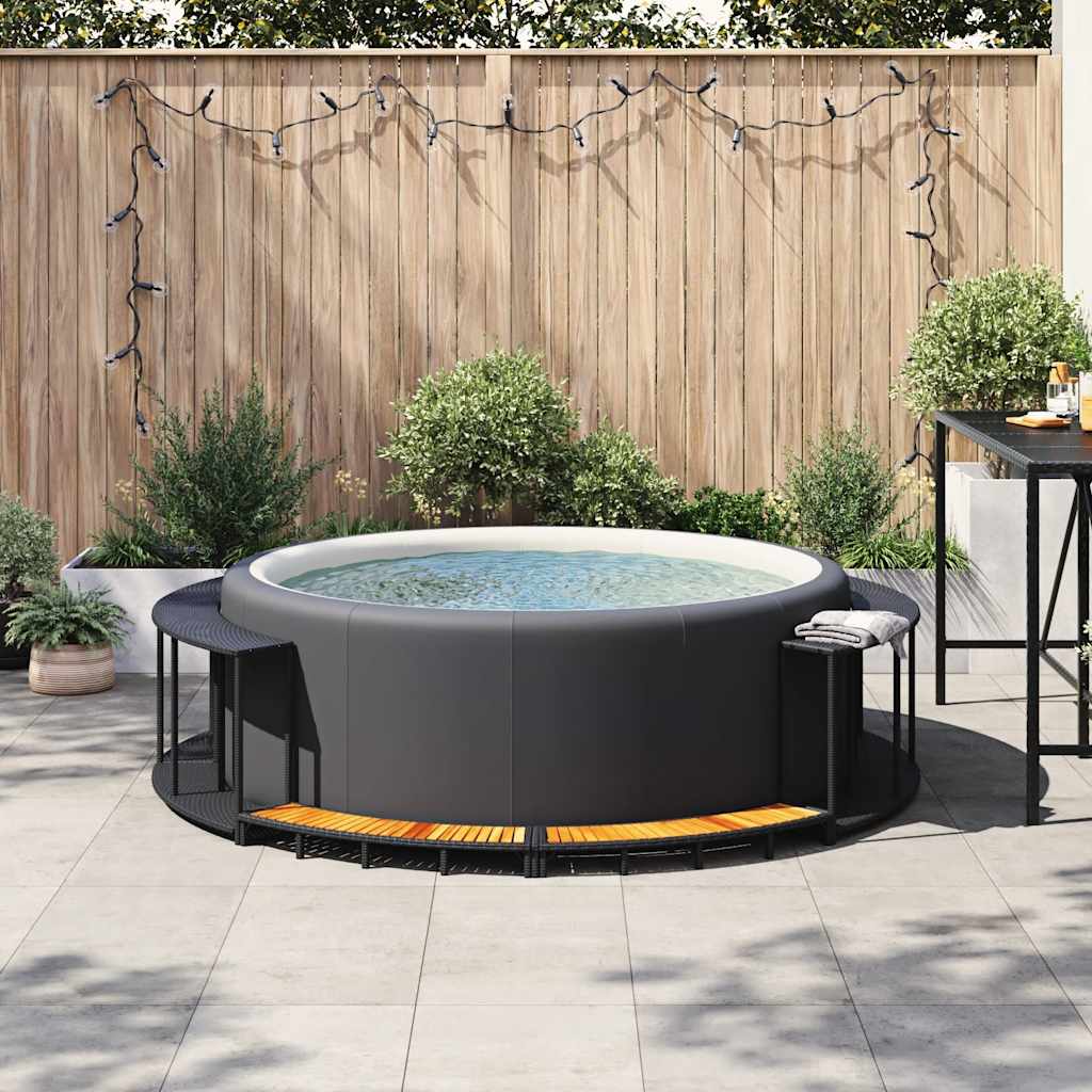 Hottub Surround Opbergruimte Houten Opstapje Poly Rattan