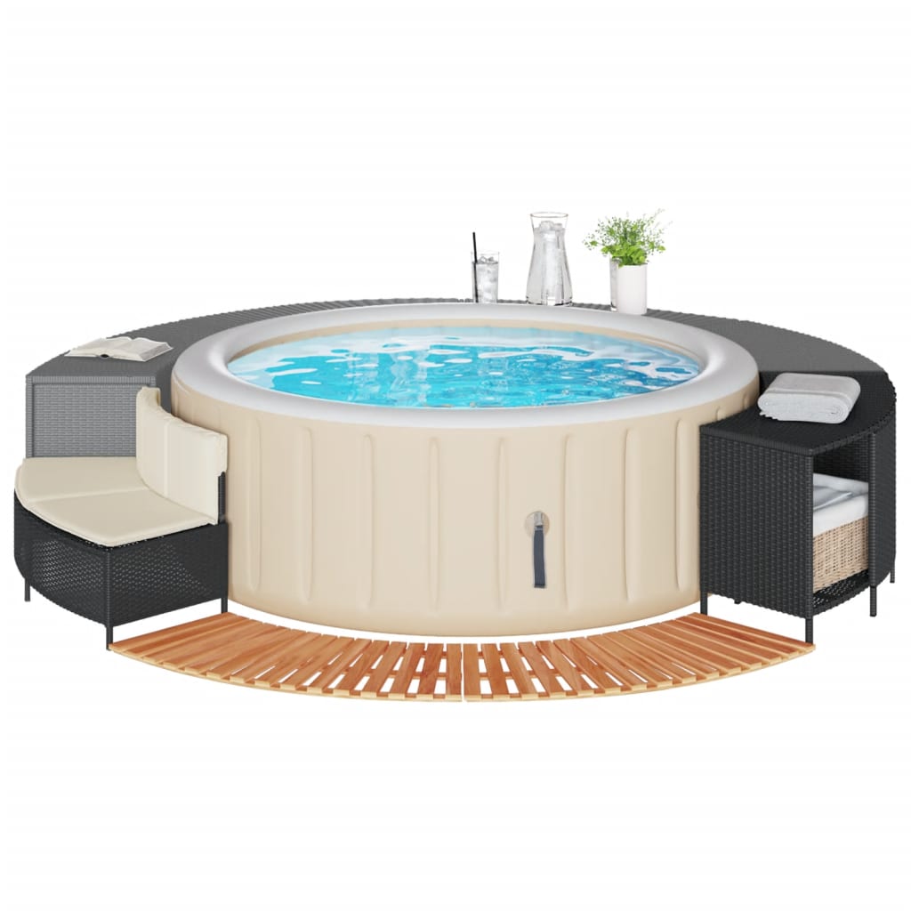 Hottub-Ombouw Poly Rattan Massief Acaciahout