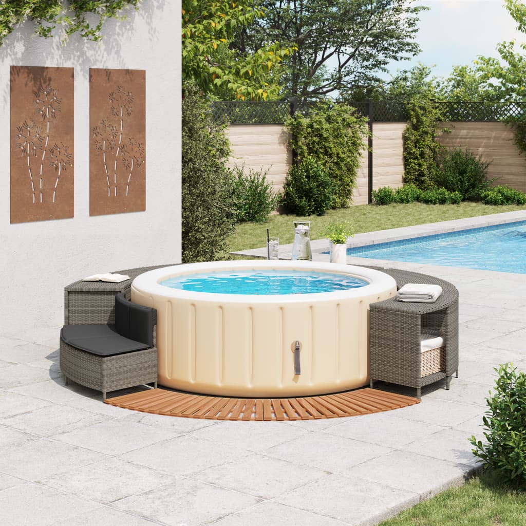 Hottub-Ombouw Poly Rattan Massief Acaciahout