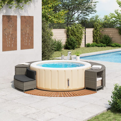 Hottub-Ombouw Poly Rattan Massief Acaciahout