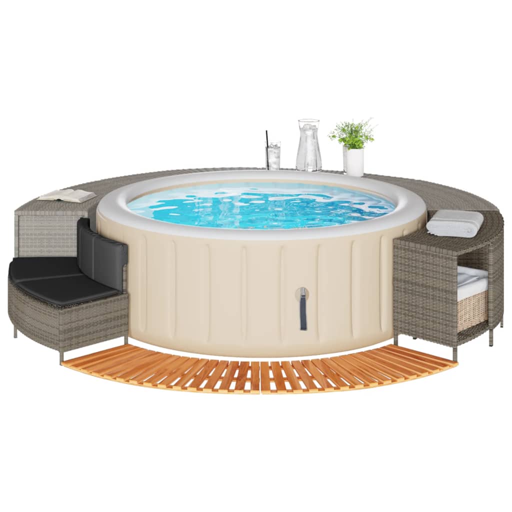 Hottub-Ombouw Poly Rattan Massief Acaciahout