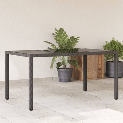 Tuintafel Met Glazen Blad Poly Rattan Zwart