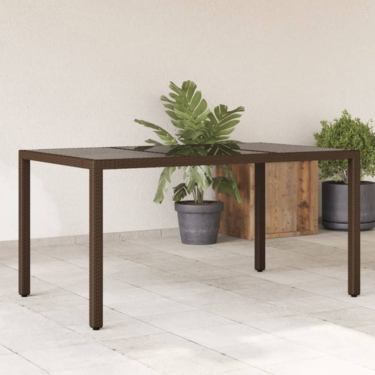 Tuintafel Met Glazen Blad Poly Rattan Bruin