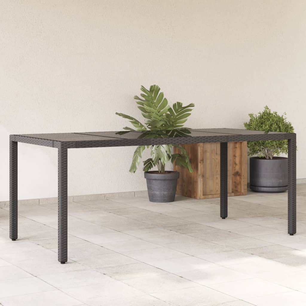 Tuintafel Met Glazen Blad Poly Rattan Zwart