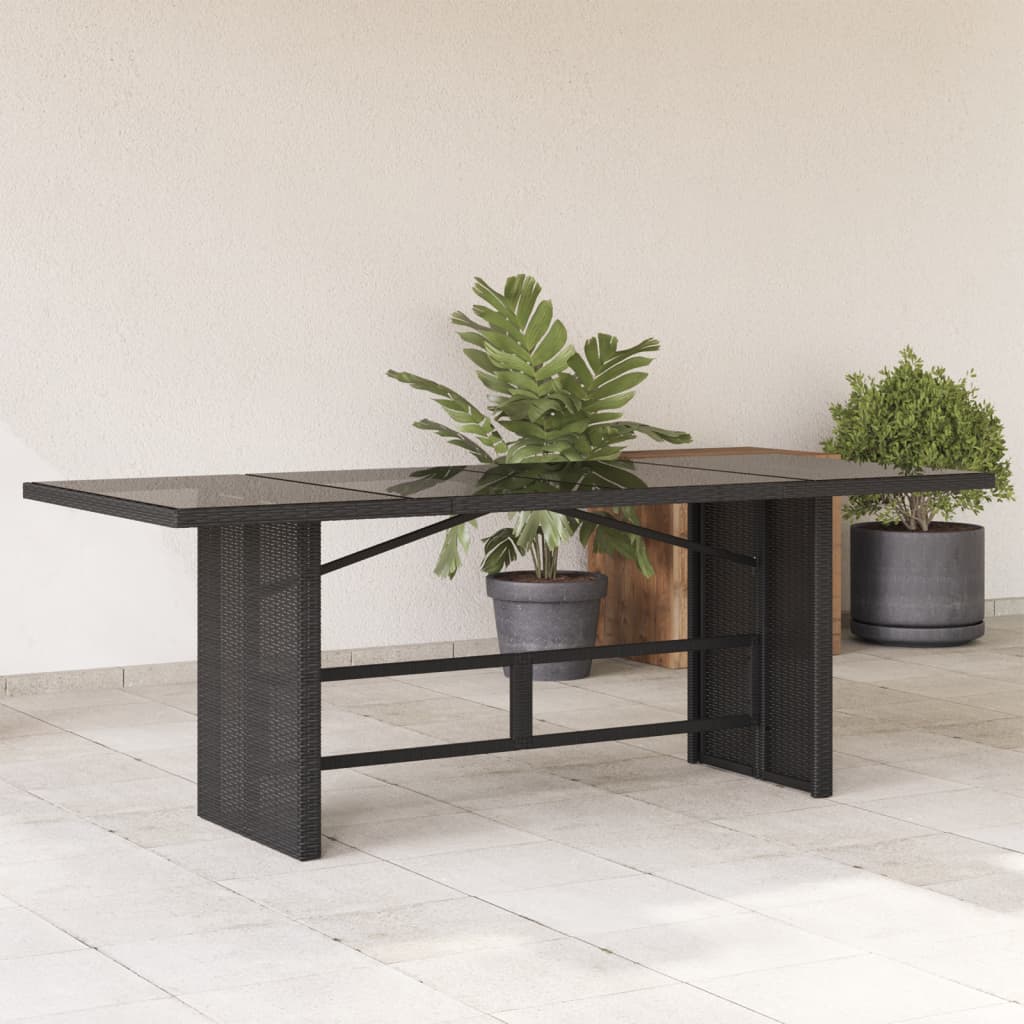 Tuintafel Met Glazen Blad 190X80X75 Cm Poly Rattan