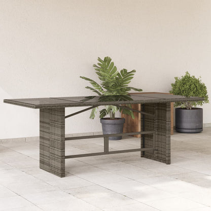 Tuintafel Met Glazen Blad 190X80X75 Cm Poly Rattan