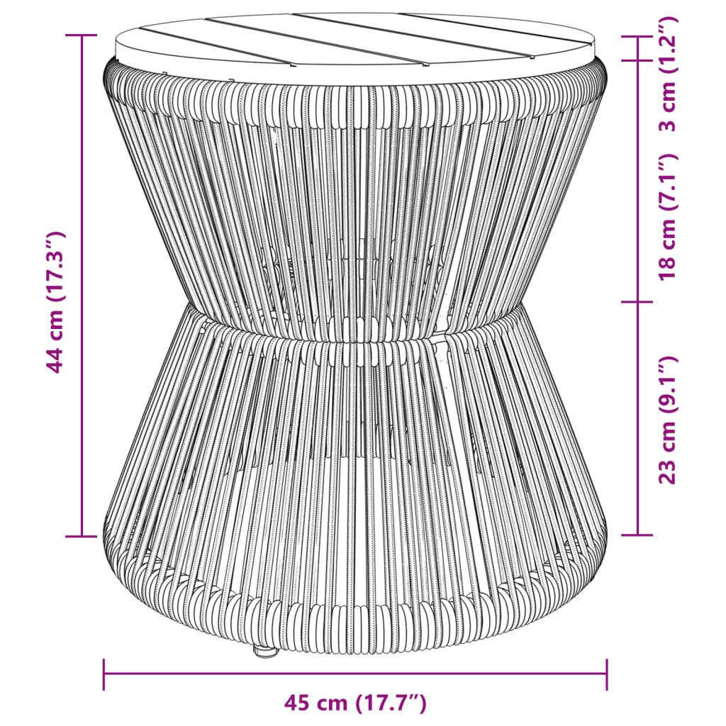 Salontafel Met Draad Ø 45X44 Cm Massief Acaciahout