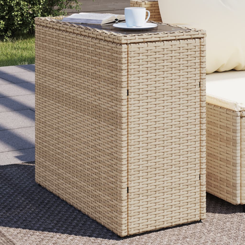 Tuinbijzettafel Met Glazen Blad 58X27,5X55 Cm Poly Rattan