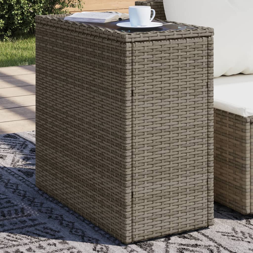 Tuinbijzettafel Met Glazen Blad 58X27,5X55 Cm Poly Rattan