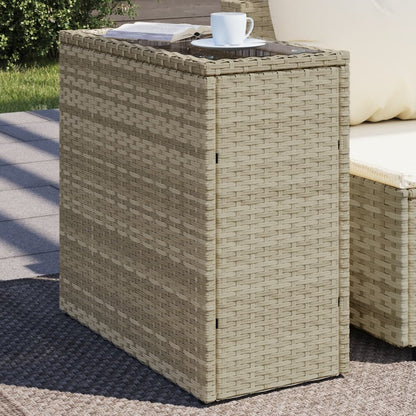 Tuinbijzettafel Met Glazen Blad 58X27,5X55 Cm Poly Rattan