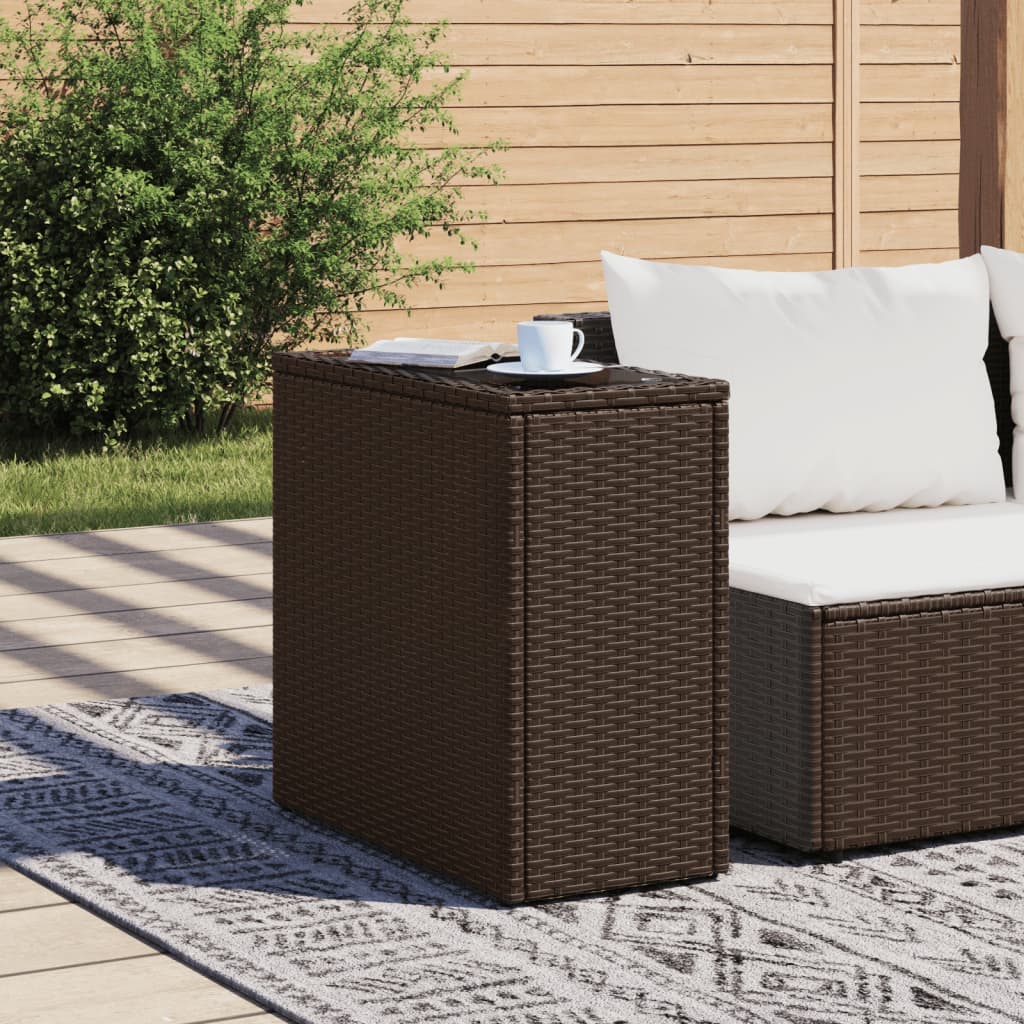 Tuinbijzettafel Met Glazen Blad 58X27,5X55 Cm Poly Rattan