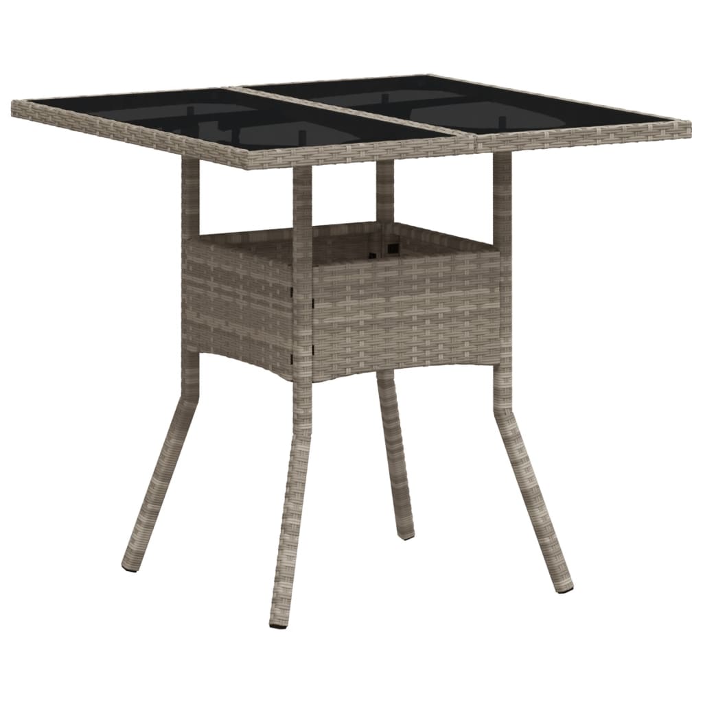 Tuintafel Met Glazen Blad 80X80X75 Cm Poly Rattan
