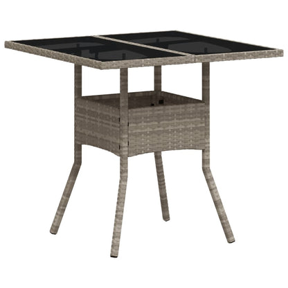 Tuintafel Met Glazen Blad 80X80X75 Cm Poly Rattan