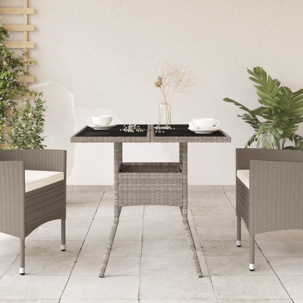 Tuintafel Met Glazen Blad 80X80X75 Cm Poly Rattan