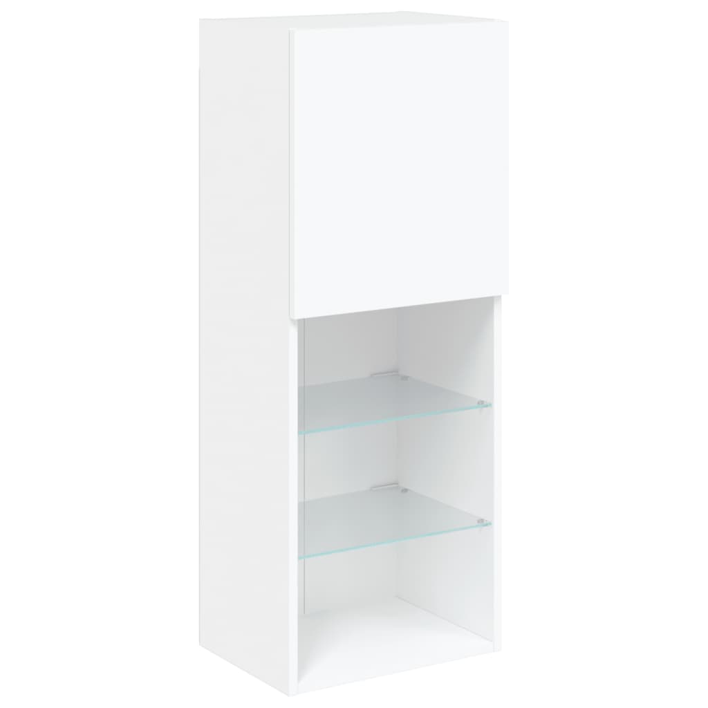 5-Delige Tv-Wandmeubelset Met Led-Verlichting Bewerkt Hout