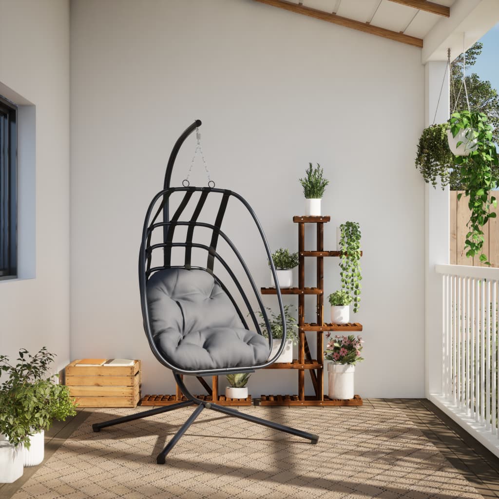 Hangende Egg Chair Met Standaard Antraciet Staal
