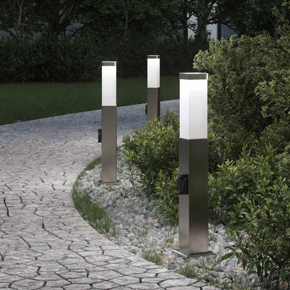 Bolderverlichting Met Stopcontact 3 Stuks 50 Cm Rvs Ip44