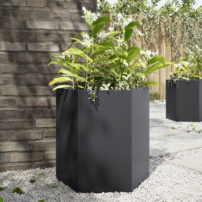 Plantenbak Zeshoek Staal Antracietkleurig