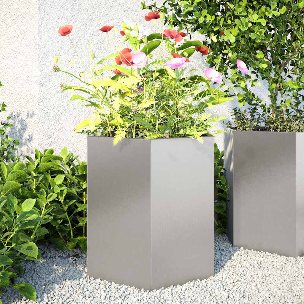 Plantenbak Zeshoek Staal Antracietkleurig