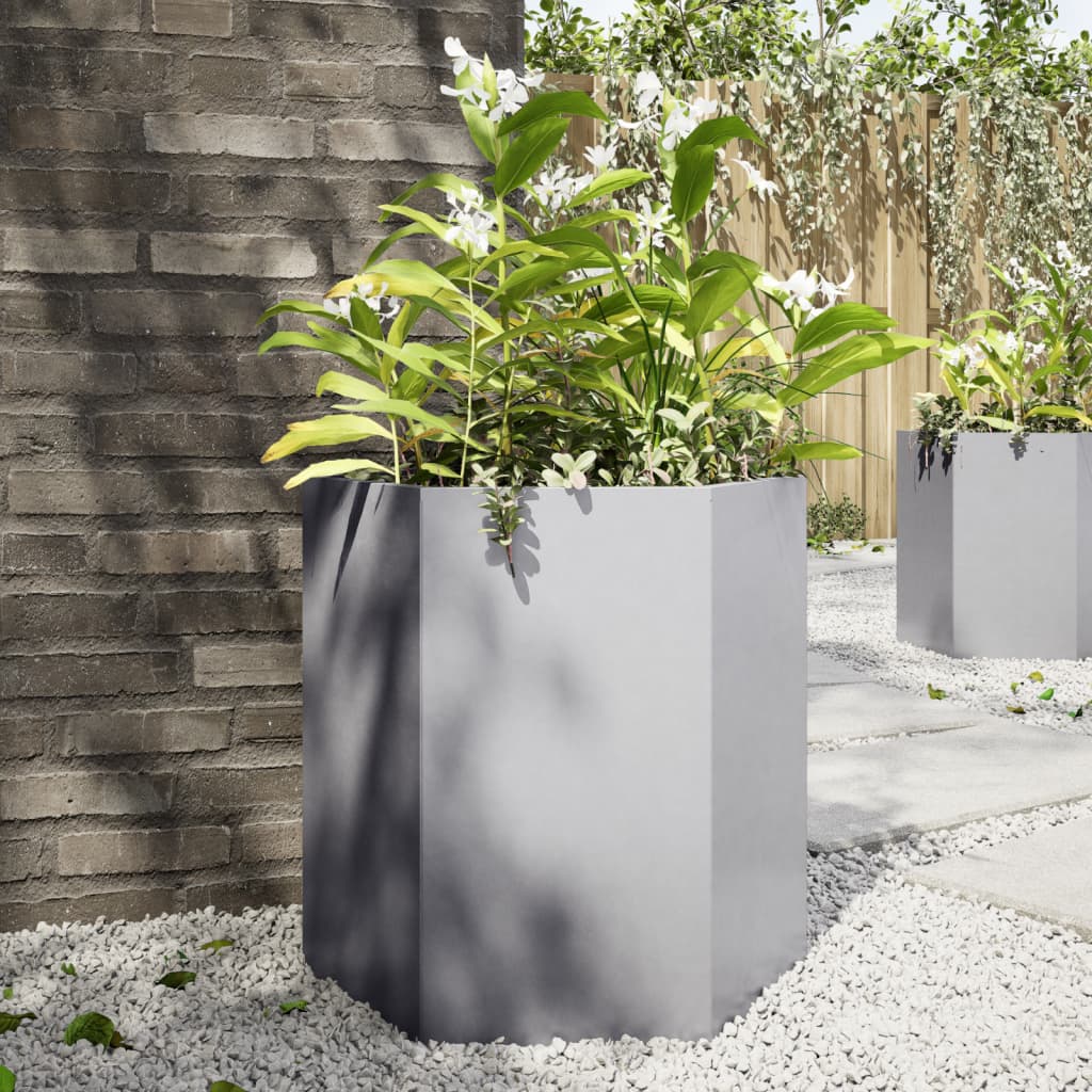 Plantenbak Zeshoek Staal Antracietkleurig